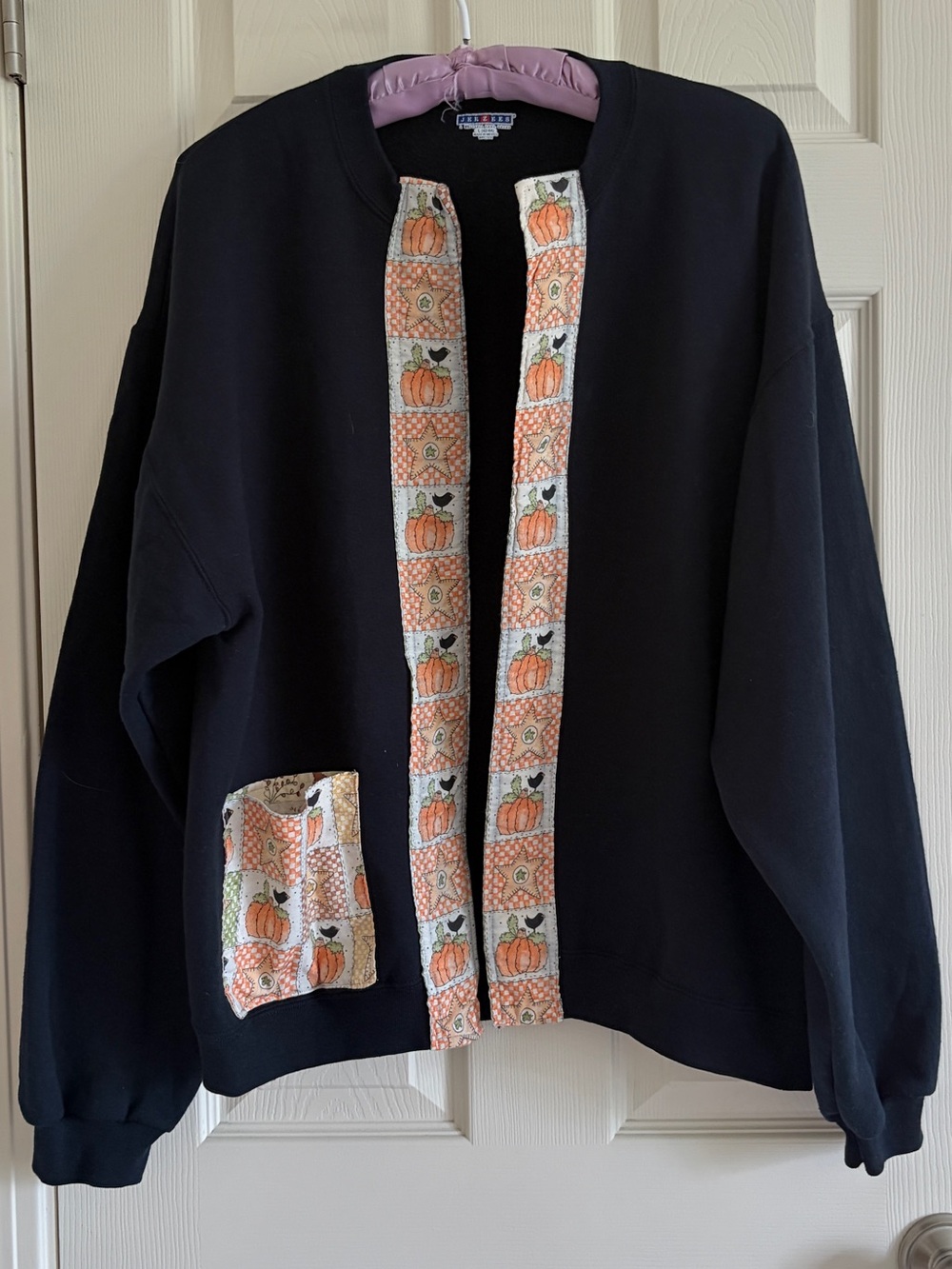 Unique Jerzees Black Women’s Sweatshirt Jacket with Pumpkin Trim Size Large